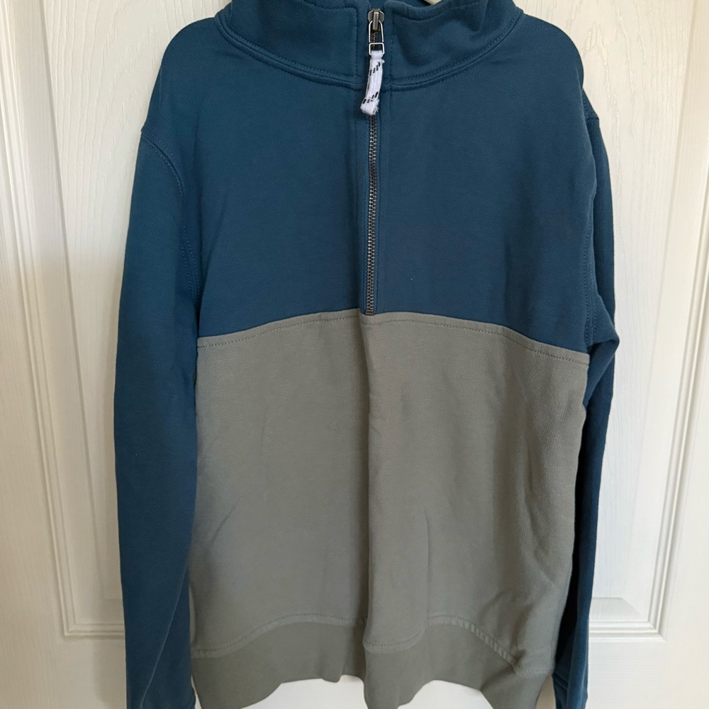 Crewcuts Boy’s Teal and Beige Half Zip Sweatshirt